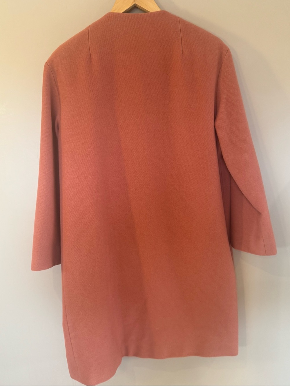 Anne Klein Coral Pink Wool-Blend Pea Coat with Gold Buckle - Picture 2 of 5